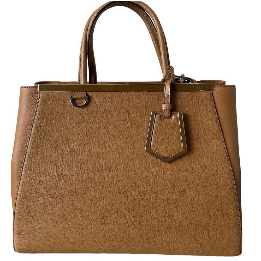 Fendi Brown Leather “ 2 Jours” Tote Bag